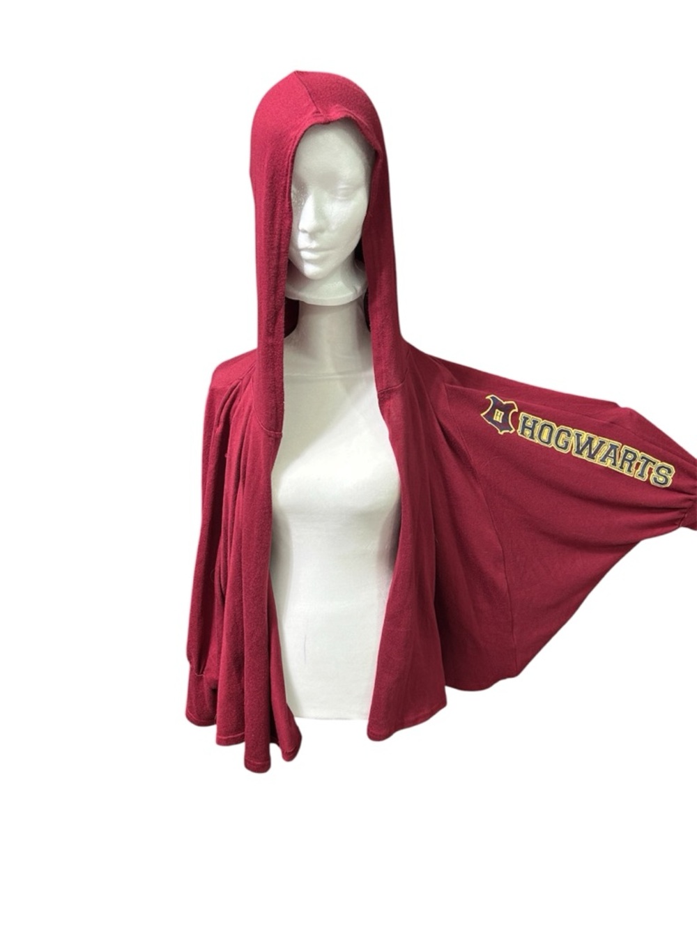 Warner Bros. Burgundy Hooded Cape with Hogwarts Embroidery